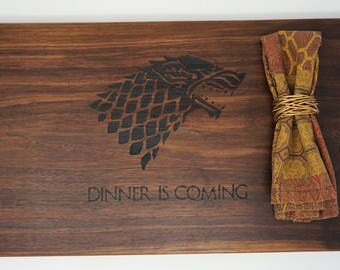 Engraved Game Of Throne Cutting Board Walnut Wood Butcher Block Custom Engraved Wedding Gift OOAK