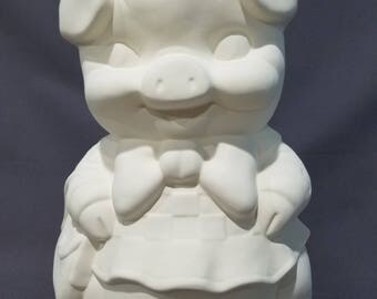 Pig with Purse/ Ceramic Bisque/ Paint your own