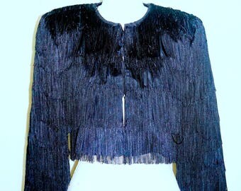 Vintage Black Fringe Jacket