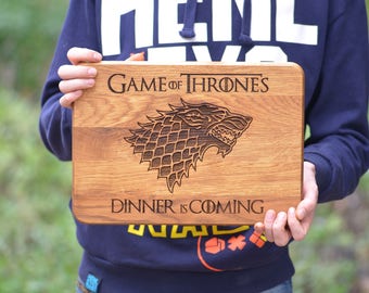 Got Cutting Board, Game of Thrones Cutting Board Gift, Dinner is Coming, House Stark, Personalized Gift for Him for Her, Kitchen Decor