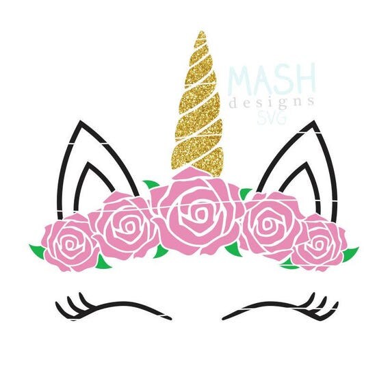 Rose Floral Unicorn svg printable nursery art floral unicorn