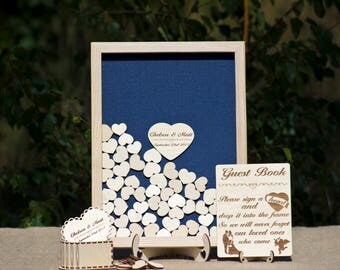 Something Blue Wedding Guest Book alternative,Wedding gift for couple,Drop box guest book,Wooden Hearts,Wedding Sign Rustic