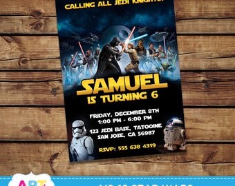 Star Wars Invite, Star Wars Birthday Invitations, Digital Printable Party, Personalized Star Wars Jedi Printable Card - AIS-19