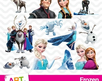 Frozen Clipart, High Resolution Frozen Images, Frozen Birthday Party, Anna, Elsa, Olaf, Kristoff, PNG Files, Disney Printables, art-014