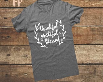 Thanksgiving thankful shirt blessed shirt Women's super soft Heather Grey Tee tshirt