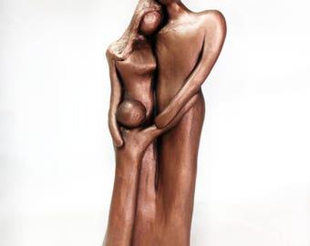7th Anniversary Family Portrait Sculpture, Copper Anniversary Gift, Gift for Her for Him, 7 Year Anniversary Gift, Copper Family Portrait