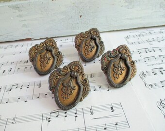 Four Ornate Vintage Drawer Pulls
