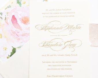 elegant wedding invitation gold wedding invitation calligraphy wedding invite thermography invite - Thermography Wedding Invitations elegant wedding invitation gold wedding invitation calligraphy wedding invite thermography invite - Thermography Wedding Invitations