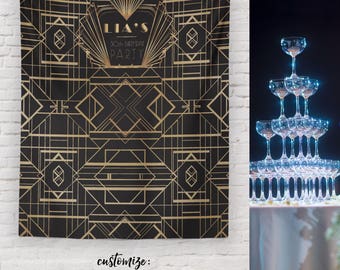 Great Gatsby Party Backdrop Wedding Sign Decor 20s Theme Great Gatsby Party Backdrop Wedding Sign Decor 20s Theme