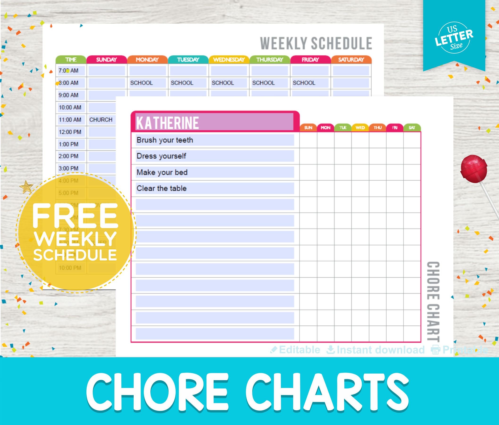 Kids Chore Chart Printable Kids Chore Chart System Printable