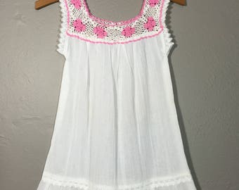 Vintage 70's Crochet Gauze Child Girls Dress Boho Toddler Like New!