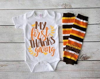 Babys First Thanksgiving outfit- Baby Girl First Turkey Day- Baby Boy First Thanksgiving-Baby Turkey Day- Newborn Fall Bodysuit