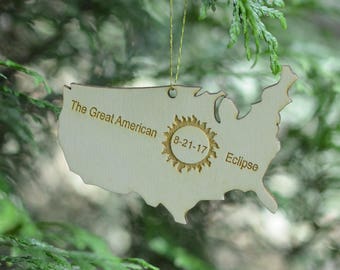 The Great American Eclipse 2017 Natural Wood Ornament