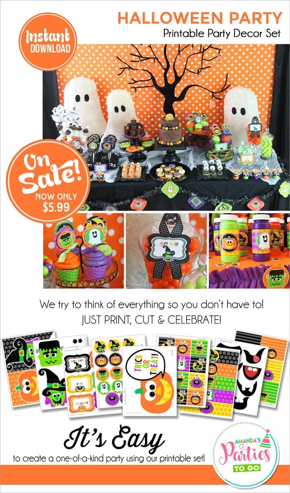 Halloween Party Printable | Halloween Decorations | Halloween Party Decor | Kids Halloween | Instant Download | Amanda's Parties To Go Il_570xn