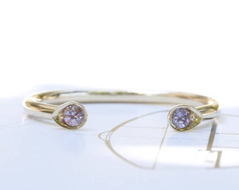 Dual Birthstone Ring  Horseshoe  Ring  Sapphire Wedding  Ring 