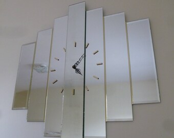 Large Mirrored Wall Clock mirror wall clock | etsy Large Mirrored Wall Clock mirror wall clock | etsy
