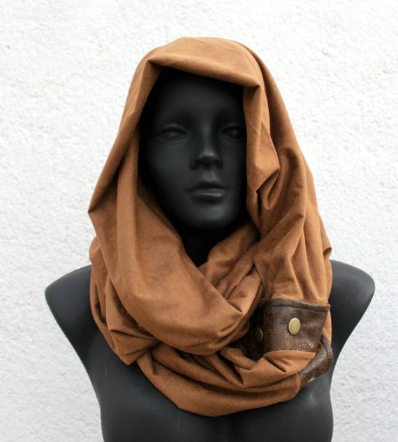 Mens & Womens Infinity scarfmetallic snapsVegan cowlcamel
