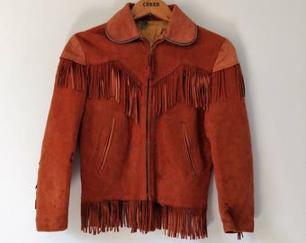 Vintage 1960s 60s fringed suede jacket, hippie boho fringe jacket, xs