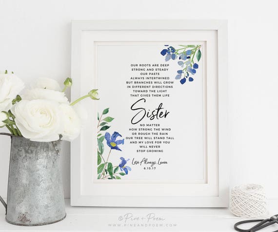 Huwelijkswens Voor Zus : Bruiloft cadeau voor zus aquarel bloem bruidsmeisje gedicht