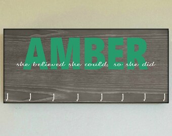 Race Medal Holder /  Race Medal Hanger PERSONALIZED Wood Wall Mounted Wood Organizer. CUSTOMIZATION Available