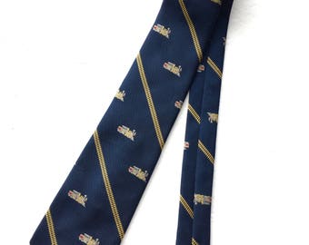 Vintage Train Necktie 1970s Olomana Locomotive Smithsonian Institution American History Oahu Hawaii Plantation Sugar Railroad Plantation