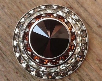 Vintage domed rhinestone brooch