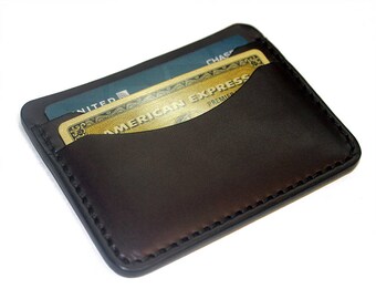 Personalized leather card holder wallet, minimalist cardholder, groomsmen gift, front pocket wallet, medium brown Groomsmen Gift