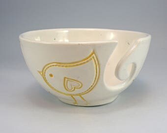 Bird Design Large Yarn Bowl Knitting Bowl Crochet Bowl Lead free Glaze