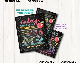 First Day of School Sign - Printable Digital OR Printed Poster. First Day of School chalkboard sign. Photo Prop. Any Grade & Multiple Sizes.