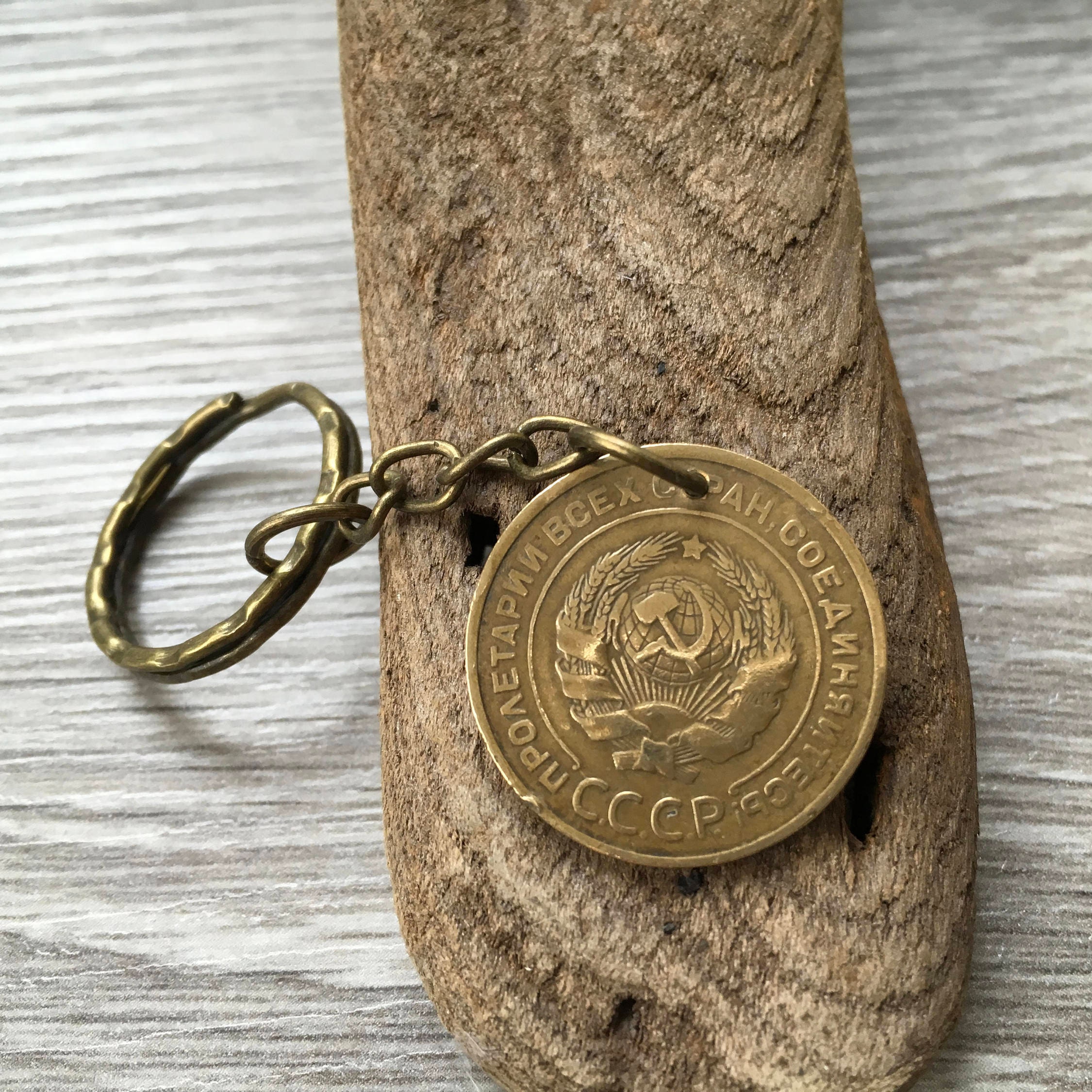 90th birthday gift, Unusual Soviet Union coin keyring, 1928 coin ...