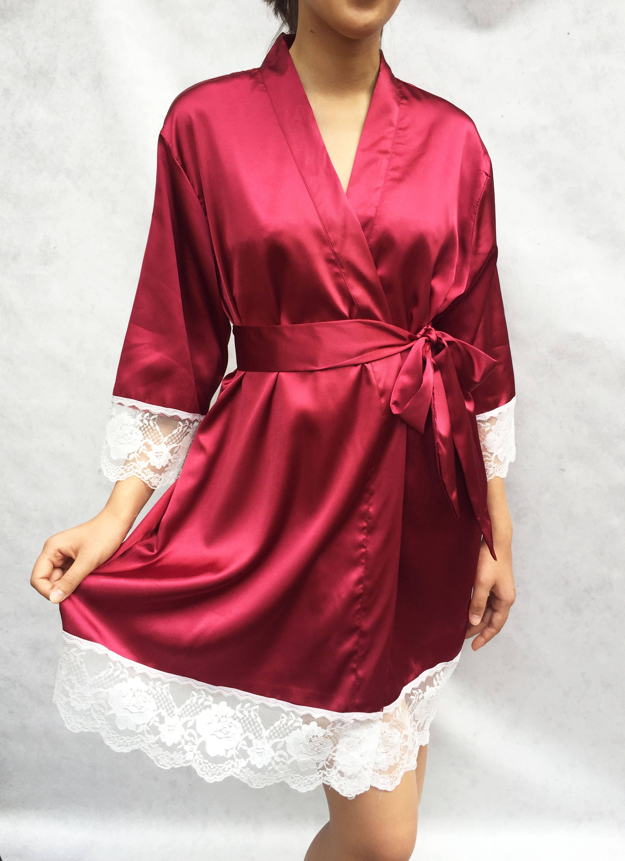 burgundy bridal robes