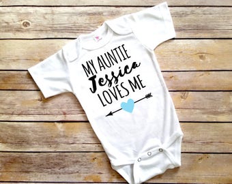 Aunt onesie, I love my Aunt onesie, Auntie onesie, custom Aunt onesie, boy onesie, Aunt bodysuit