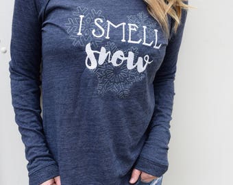 Inspired by Gilmore Girls Shirt, I Smell Snow, Winter Sweater, Stars Hollow, Snowflake Shirt