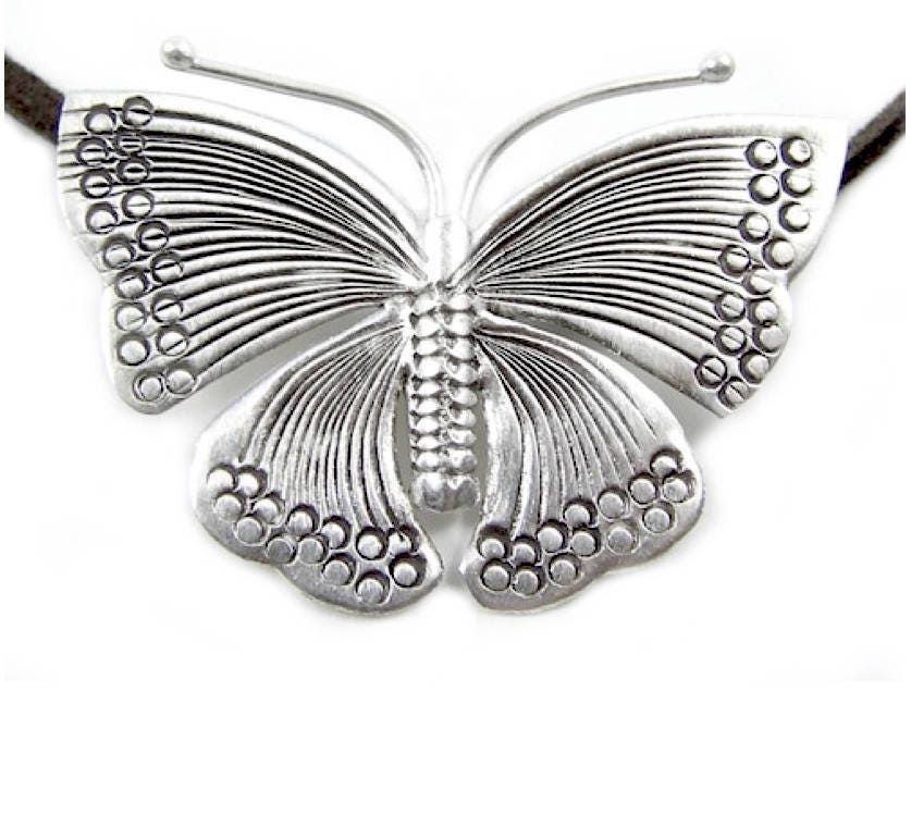 Handmade Sterling Silver Butterfly Pendant Necklace Engraved