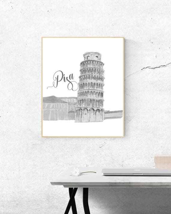 Watercolor Pisa Tower Wall Art Pisa Print Famous Landmark