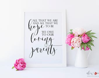 Parents Gift Wedding. Parent Thank You. Wedding Parent Gift. Wedding Quote Signs. Wedding Gift Parents. Gifts for Parents on Wedding Day.