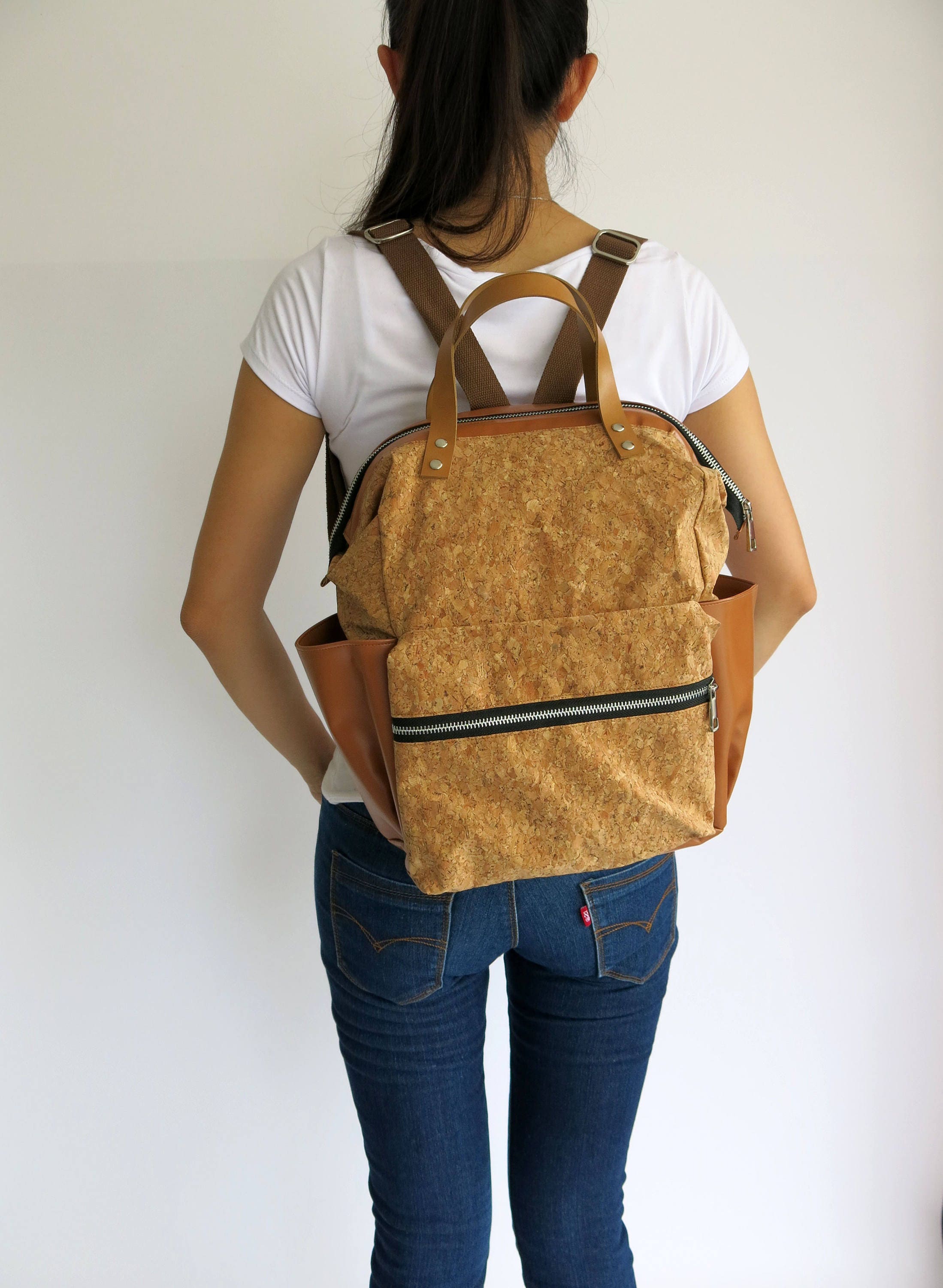 CORK VEGAN Backpack Diaper Bag Water resistant