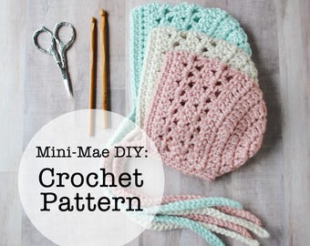 Crochet Pattern, Bonnet Pattern, Crochet Bonnet Pattern, Baby Bonnet Pattern, Crochet Baby Bonnet Pattern, Crochet Baby Hat Pattern