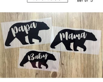 Papa Bear / Mama Bear / Baby Bear Tattoos / Family tattoos set