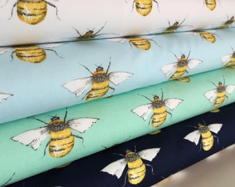 Bumble Bee 100% Cotton Poplin Fabric **Honey Bee Cotton Material**