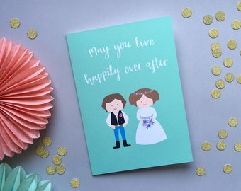 Star Wars Wedding Card, Han Solo and Princess Leia, Star Wars Card, I Love You I Know, Unusual Wedding Card, Personalised Wedding Card