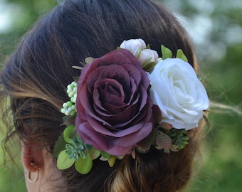 Flower hair clip Floral hair clip Bridesmaid hair accessories Wedding hair clip Bridal hair clip Flower girl hair clip Gift for her Rustic