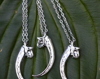 Antiqued Silver Talon Claw Pendant Necklace
