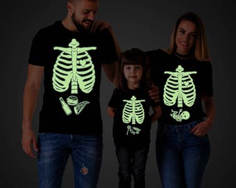 Glow in the dark shirt, Glow in the dark clothing, Halloween maternity shirts, Skeleton baby shirt, Halloween shirt, Baby boy, UNISEX