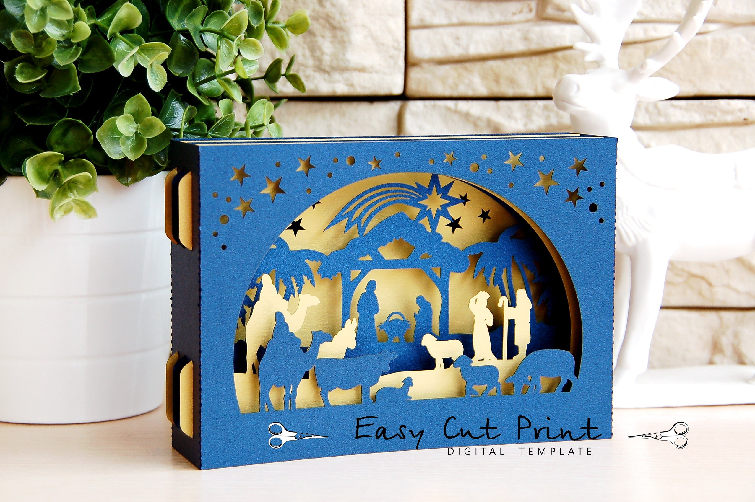 Download Nativity Christ Shadow box 3D Card Laser cut Christmas