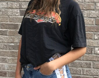 Distressed High Waisted Denim Shorts with Lace-up Sides (Size 8)