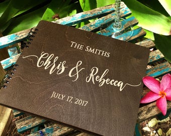 Wooden Wedding Guest Book Rustic Handmade Engraved 8.5x7 Wood Alternate Unique Bride Groom Guestbook Custom Newlywed Wedding Guest Register