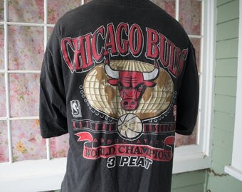 Vintage Chicago Bulls 1993 NBA World Champions 3 Peat Shirt Jersey
