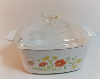 Vintage Corning Ware Wildflower Casserole Dish With Lid, A-1-1/2 B, 1-1/2 Quart