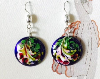 Enameled bouquet earrings.